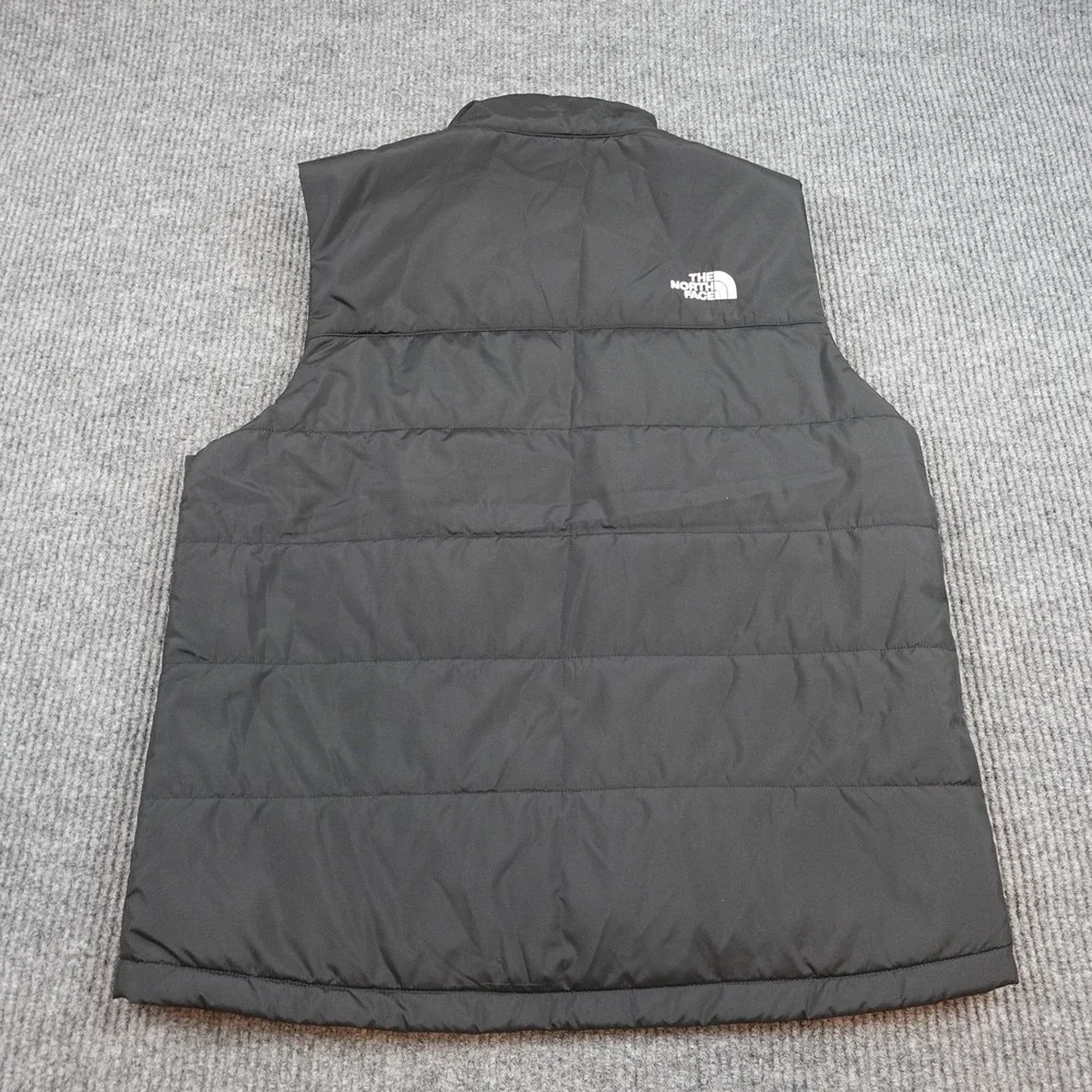 North Face Vest Mens Large Black Insulated Puffer Full Zip Logo Hiking